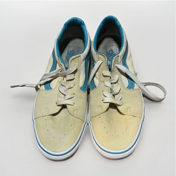 Vans SK8 Low Checkerboard Banana Cream Teal Shoes Mens 11 - Picture 3 of 10